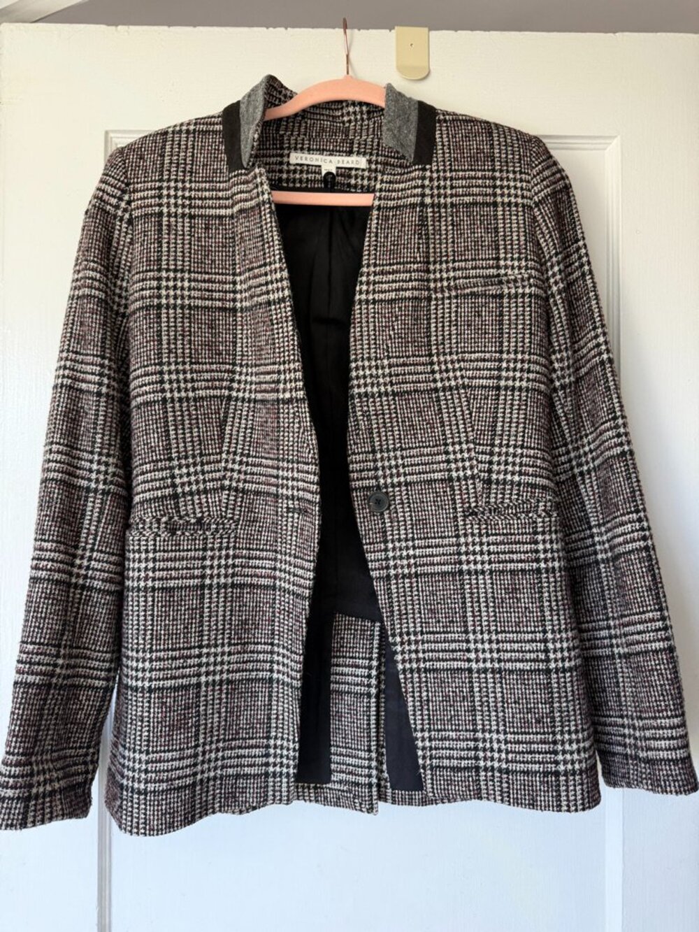 Veronica Beard Wool Plaid Dickey Blazer